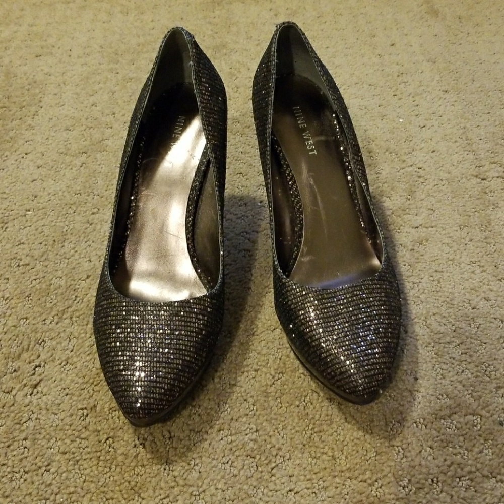 Nine West Black Glitter Women's Heels